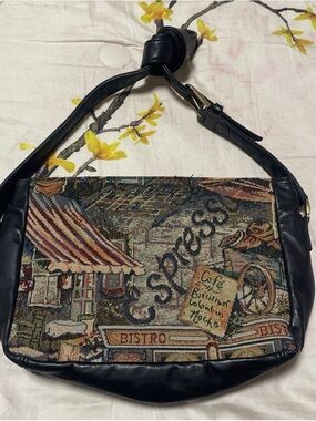 SAS Black Leather-Trim Espresso Tapestry Messenger Bag